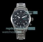 BLS Swiss Clone IWC Pilot's Performance Chronograph 7750 Black Steel Watch 